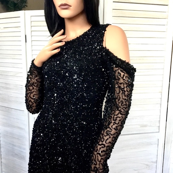 Parker Black Cold Shoulder Little Black Dress Sz 8 - Picture 1 of 16